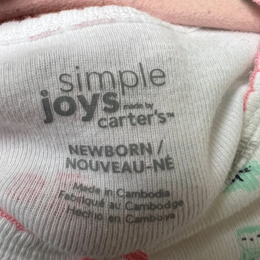 Simple Joys Newborn White Animal Girls Short Sleeve Onesie